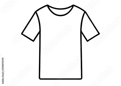 T-shirt design : A minimalist monochrome representation of a classic t-shirt, perfect for apparel design.