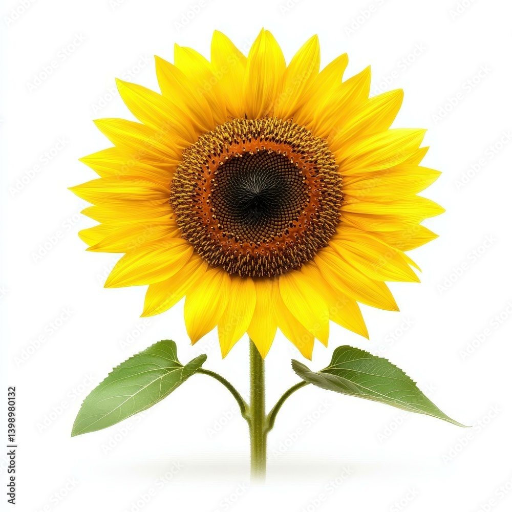 Fototapeta premium Bright yellow sunflower blooms against a white background, symbolizing joy and warmth in a stunning display.