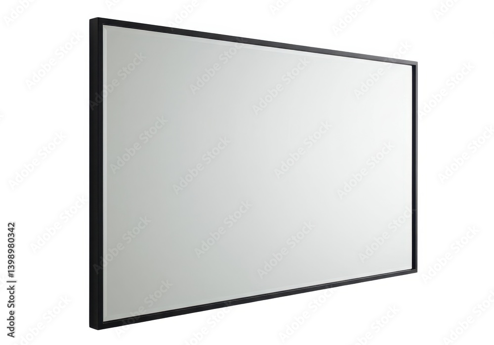 Modern rectangle mirror with thin border home decor design isolated on white background Modern rectangle mirror with thin border home decor design isolated on white background