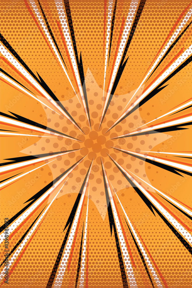 Obraz premium Comic book pop art strip radial backdrop