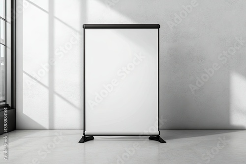 High Quality Visual of Advertising Stand Banner Empty Rollup Poster Mockup Template