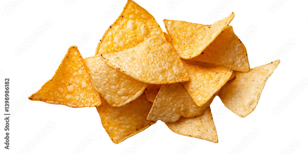 Fried corn nachos, cut out on a white background Fried corn nachos, cut out on a white background