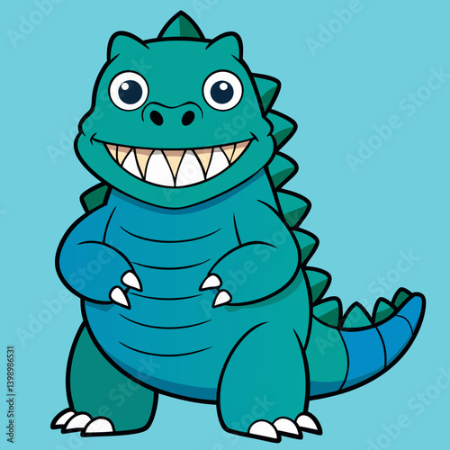 Smiling Cartoon Dinosaur – Vector Illustration