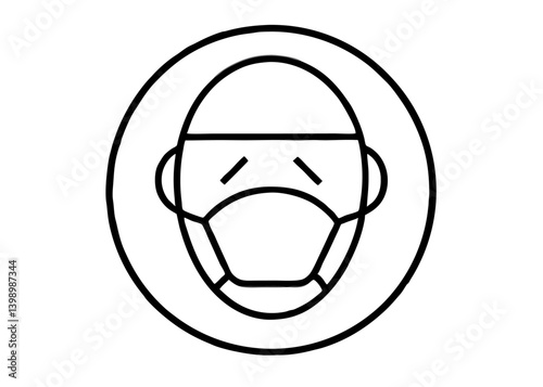 Headset support icon: abstract vector face illustration
