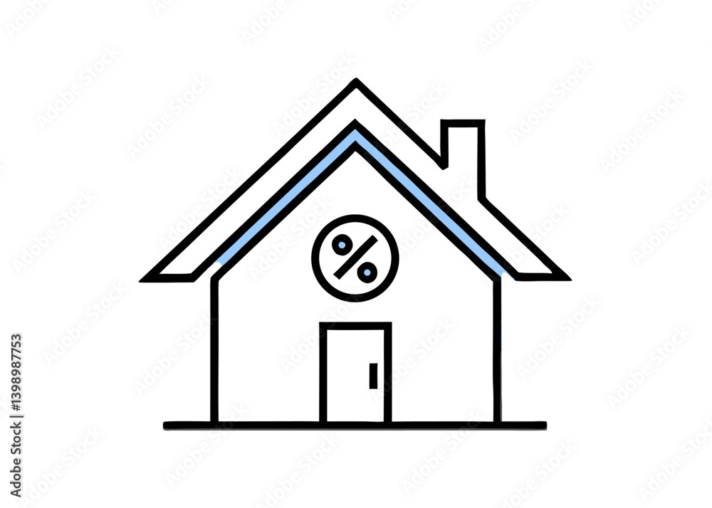 Fototapeta premium This vector illustration displays a real estate icon, a simple home icon with a house, representing property and the concept of a homepage button for a real estate website design 