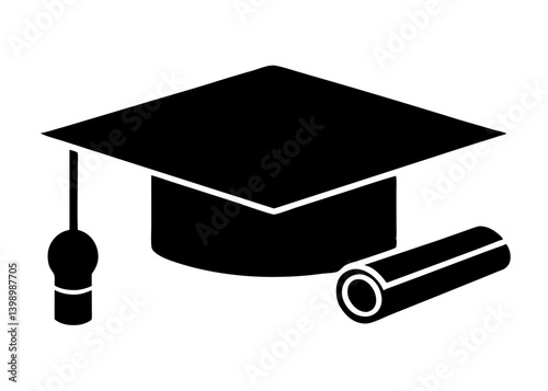  Diploma and graduation cap icon symbolize academic success in higher education