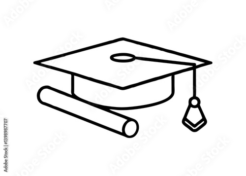 Diploma and graduation cap icon symbolize academic success in higher education