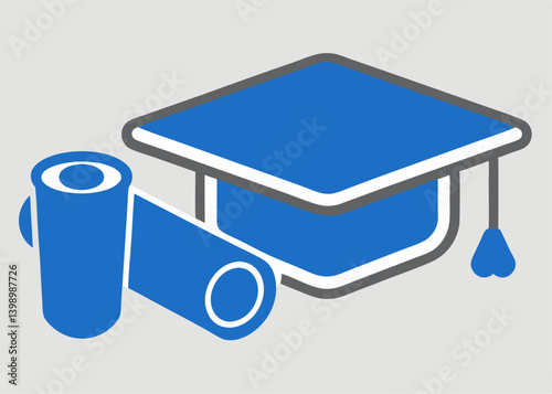  Diploma and graduation cap icon symbolize academic success in higher education