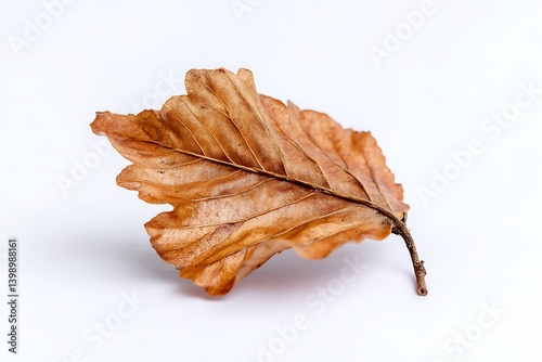 Rustic Brown Leaf White Background Isolated
 photo