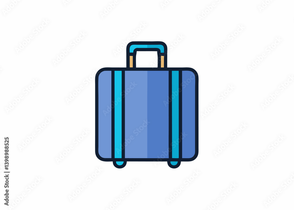 This blue suitcase icon represents travel baggage, a symbol of vacation and tourism