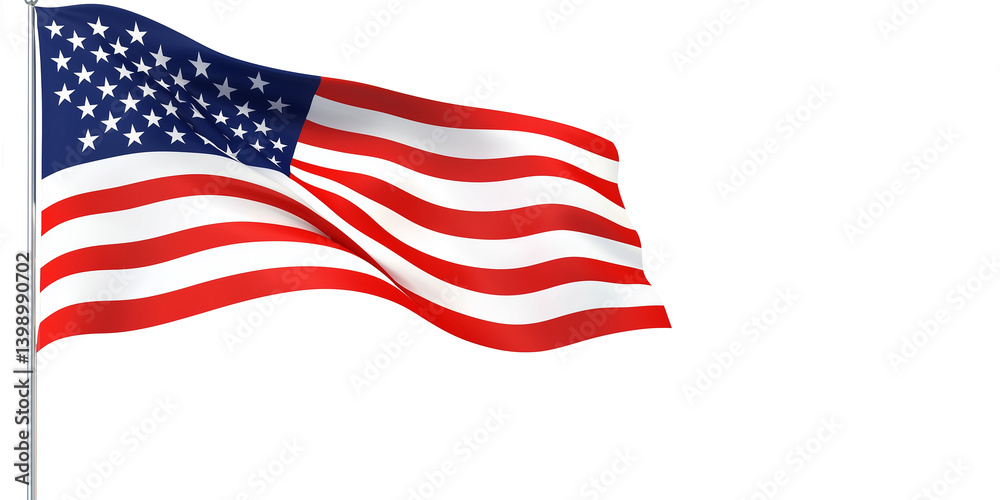 Obraz premium U.S. flag on a pole flamed with wind