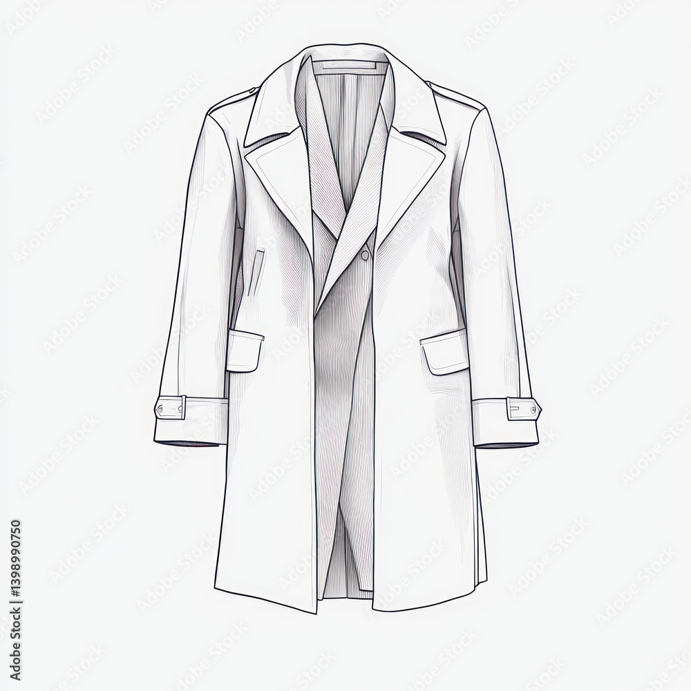 Minimalistic Fashion Illustration of Long Coat and Jacket in High Contrast Line Art Style Minimalistic Fashion Illustration of Long Coat and Jacket in High Contrast Line Art Style