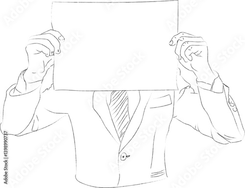 Pencil doodle vector depicting hand with a piece of paper