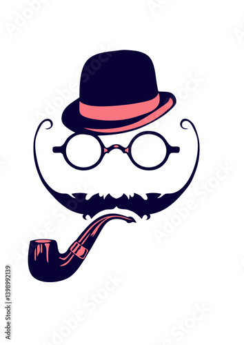 smiley chapeau lunette moustache pipe