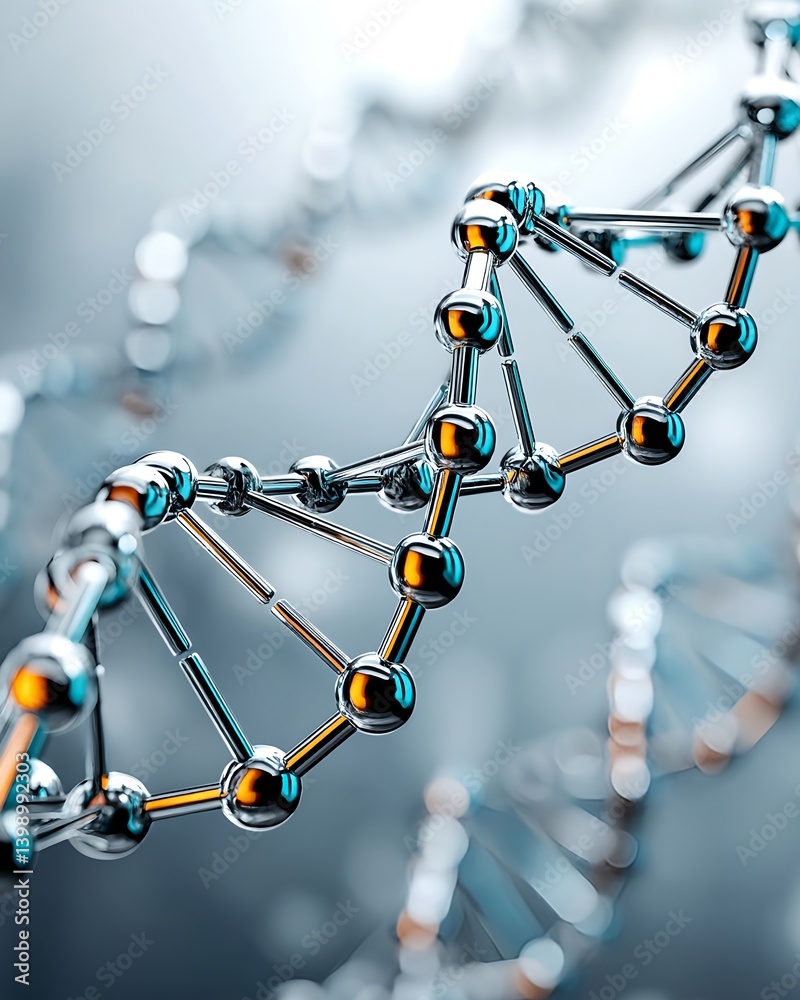 Chromium metal DNA structure for scientific background