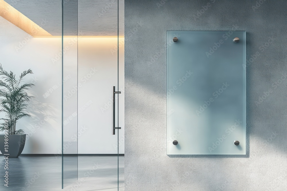 custom made wallpaper toronto digitalMinimalist Office Interior with Frosted Glass Door and Blank Signage Panel for Branding and Information