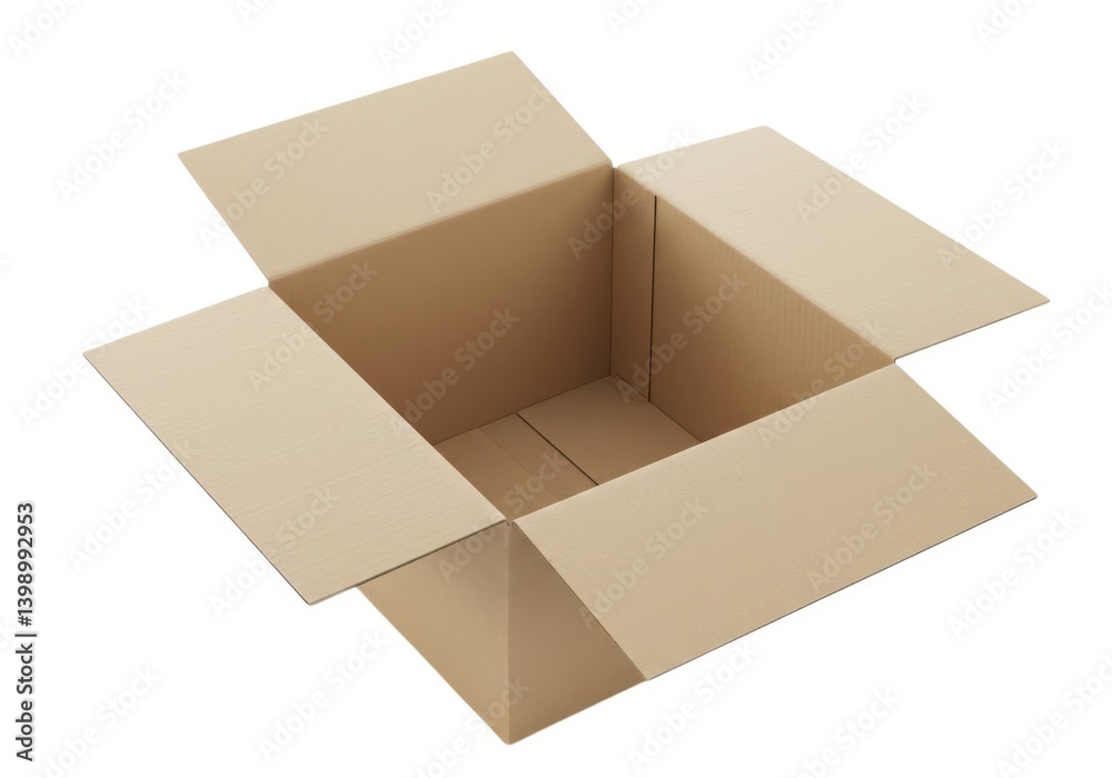 Open cardboard box packaging container shipping delivery isolated on white background Open cardboard box packaging container shipping delivery isolated on white background