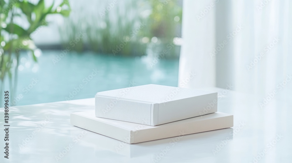 White Books on Table, Outdoor View