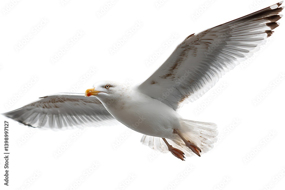 Obraz premium Majestic Seagull Wingspan White Isolated View 