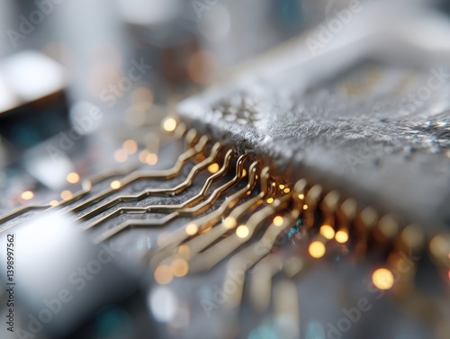 Close-up of a microchip wit...