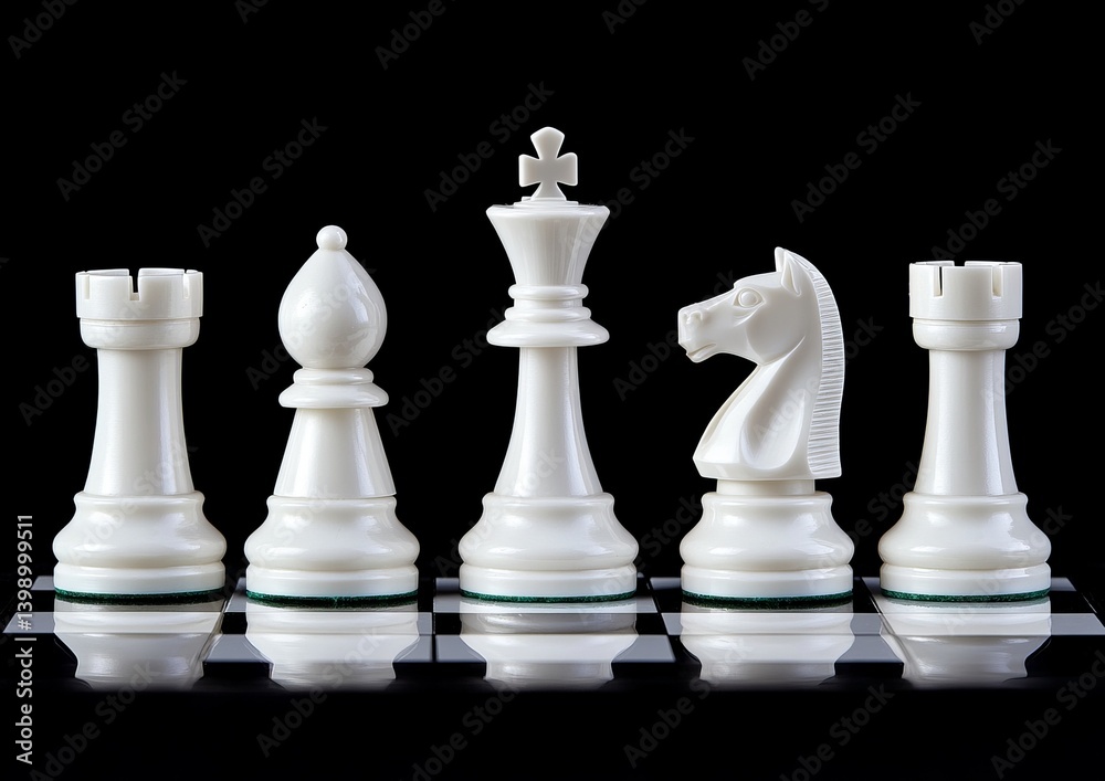 The board is filled with an assortment of pale white chess pieces, their shadows shrouded in an aura of secrecy and supernatural force The board is filled with an assortment of pale white chess pieces, their shadows shrouded in an aura of secrecy and supernatural force