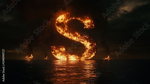 Dramatic ocean landscape featuring a fiery serpent in an epic Norse mythology scene