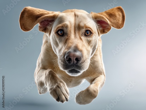 Golden dog with floppy ears...