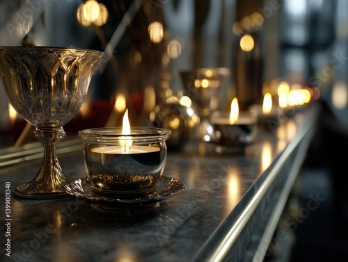 Elegant scene of lit candle...