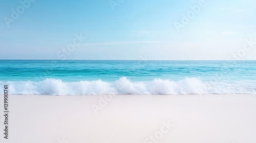 Obraz na płótnie Serene beach scene, soft waves on pristine shore w salonie