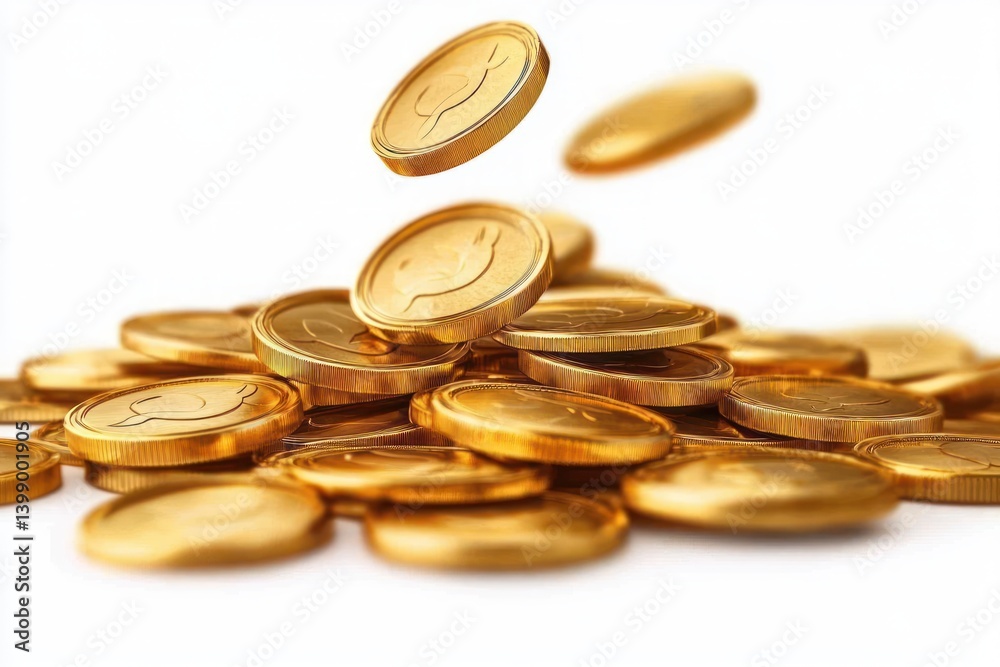 Falling Gold Coins Creating a Pile of Wealth and Investment in Finance and Banking Falling Gold Coins Creating a Pile of Wealth and Investment in Finance and Banking