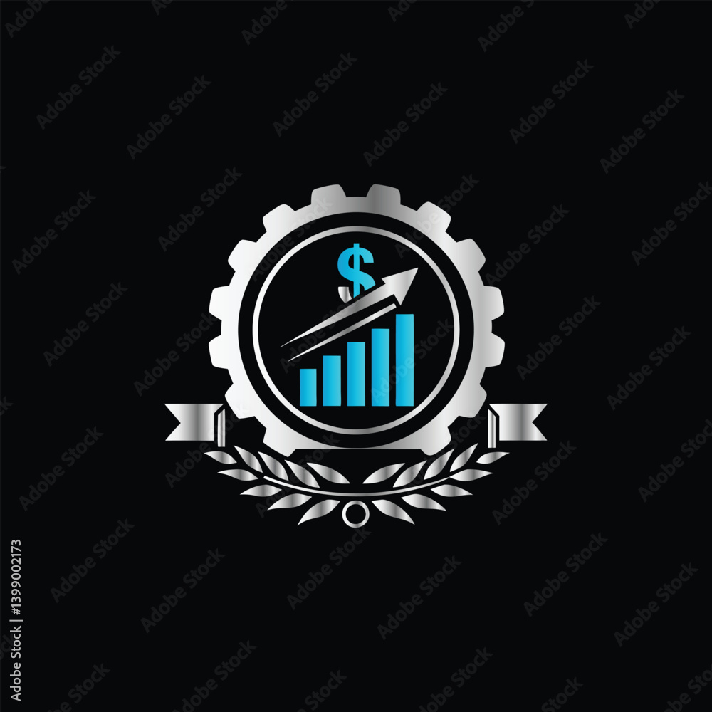 Obraz premium Business finance logo design template. Vector illustration. Abstract icon of graph, bar chart and scale. Law Firm Logo. Lawyer, Attorney, Legal, Lawyer Company Sign.