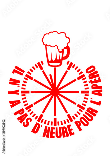 ajouter texte pas heure pour apero horloge humour alcool