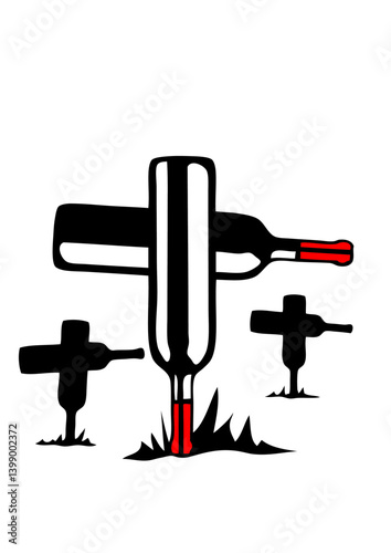 cimetiere de bouteille croix funeste humour