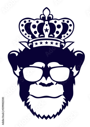 singe couronne roi tete face logo