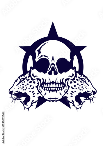 tete de mort leopard coter design feroce