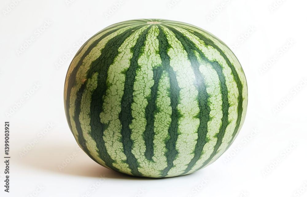 Fresh watermelon with green stripes on a white background Fresh watermelon with green stripes on a white background