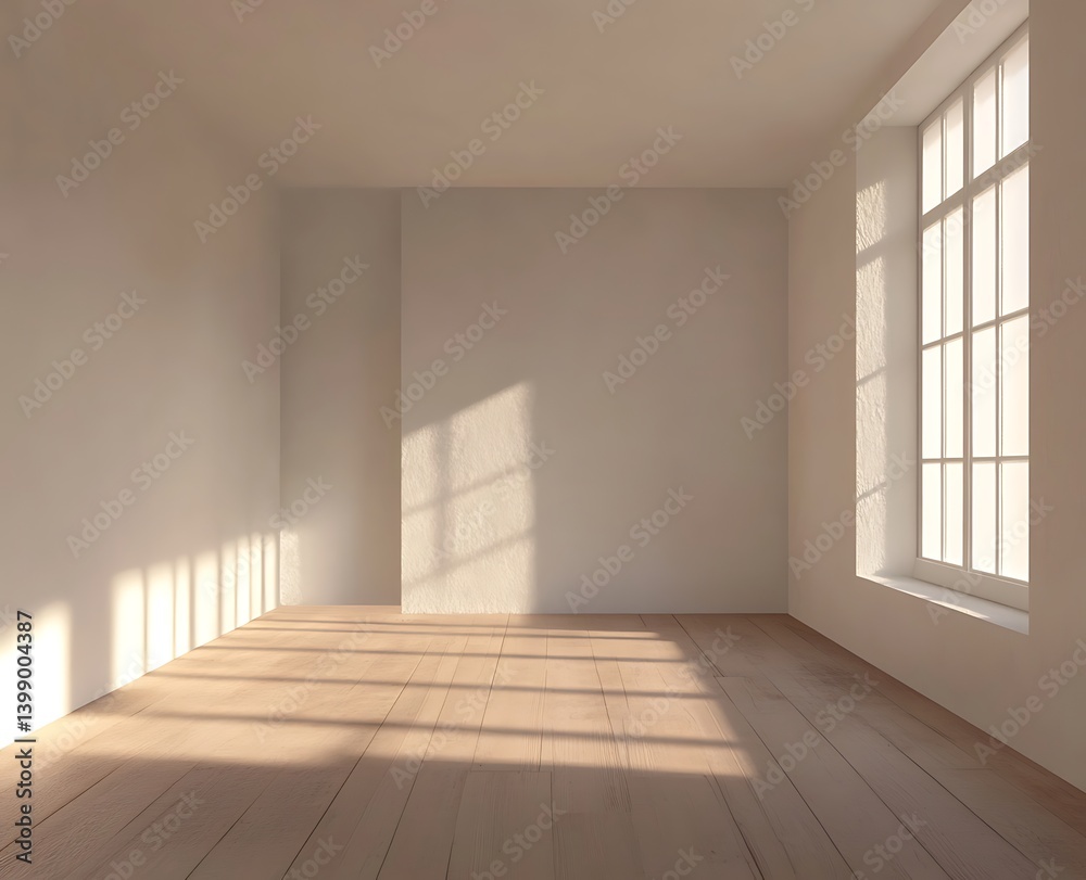 3D rendering of an empty room with white walls and a wooden floor 3D rendering of an empty room with white walls and a wooden floor
