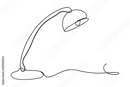 Continuous Line Drawing Of Desk Lamp Modern Interior Design Minimalist Style Home Decor Element Vector Illustration