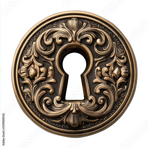 Ornate vintage keyhole design showcases intricate details and elegant craftsmanship in warm tones