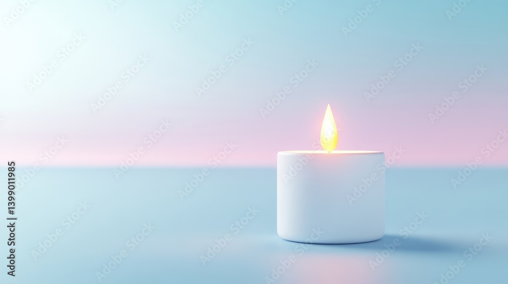 Single white candle flame