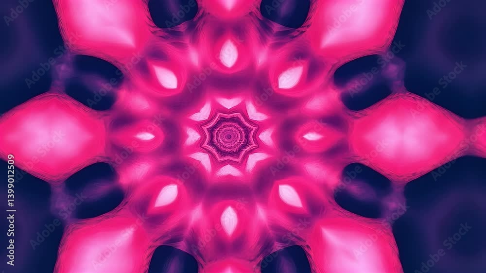Colorful abstract kaleidoscopic pattern showcasing vibrant pink and blue hues.
