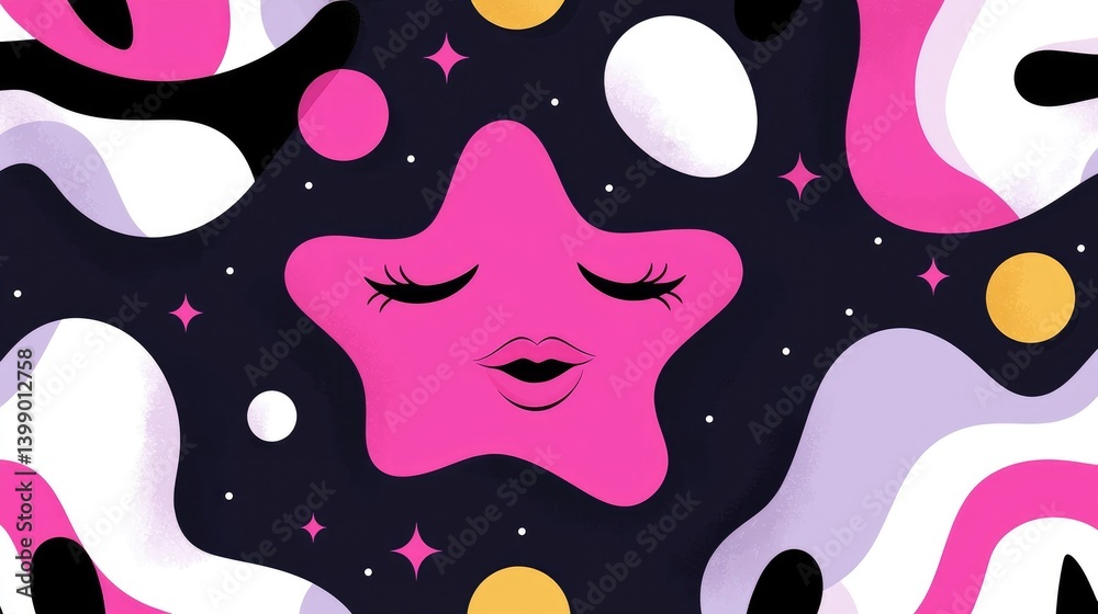 Star with Emoticon Face