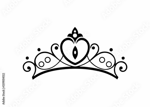 Royal Adornment: A regal tiara, meticulously crafted with elegant swirls and a central heart-shaped design, embodies grace and sophistication.