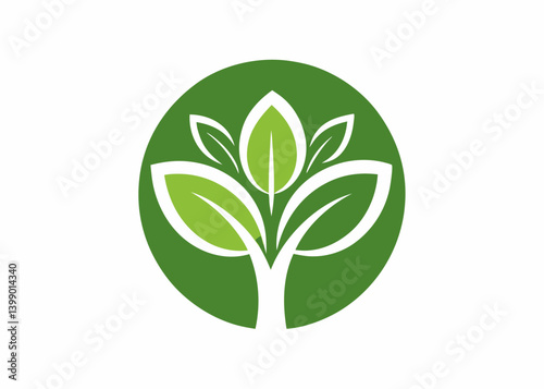 Leafy Emblem: A simple yet striking visual of a lush tree, elegantly designed within a green circle. It embodies the essence of nature, environmental consciousness, and growth.
