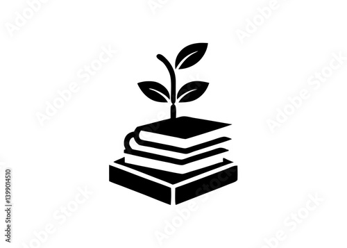 Knowledge Growth: A symbolic representation of knowledge and growth, with a plant emerging from a stack of books, conveying the continuous development of learning.