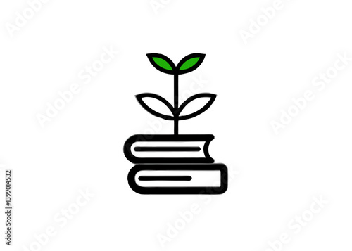 Knowledge Blossoms: A stylized graphic depicts a plant sprouting from a stack of books, symbolizing the growth of knowledge and education.