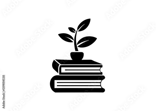Knowledge Blossoms: A symbolic depiction of knowledge and growth, featuring a flourishing plant emerging from a stack of books, symbolizing the nurturing of intellect.