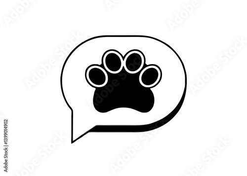 Paw Print Communication: A clever illustration of a paw print within a speech bubble, signifying a message of companionship, communication, and care in a world filled with love and affection.