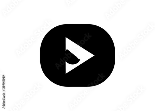 Play Button Icon: A minimalist and bold play button, perfect for digital media, user interfaces, and multimedia applications, conveying ease of use and the power of content