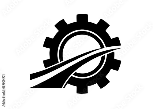 Technological Engineering: A minimalist graphic representing the precision of engineering, featuring a stylized gear intertwined with a path, embodying innovation, progress.